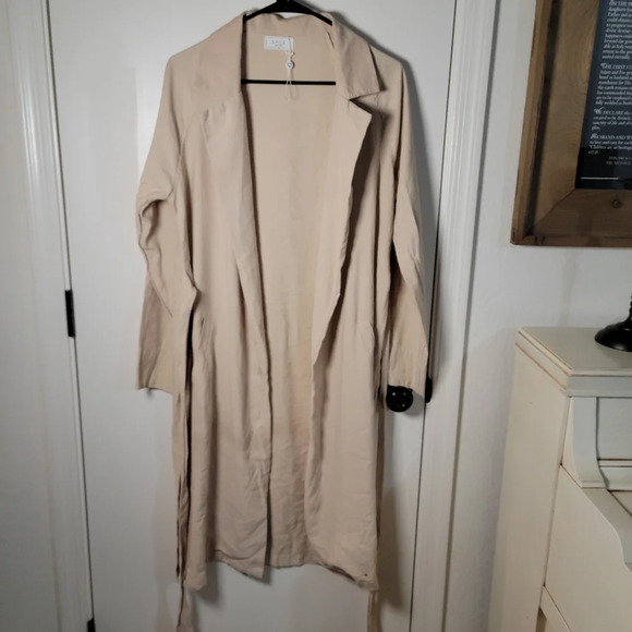 Lulus Sage the Label Gwyneth Tan Tie-Back Trench Coat | Size M | Style # 17323 - Picture 4 of 12